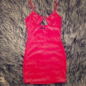 FashionNova neon hot pink club mini dress cutout